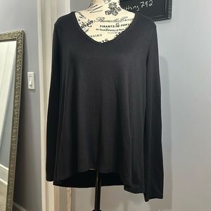 American Eagle Soft & Sexy Plush V-Neck Black Long Sleeve L